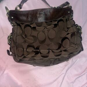 Vintage coach Signature Canvas Shoulder Bag in Brown